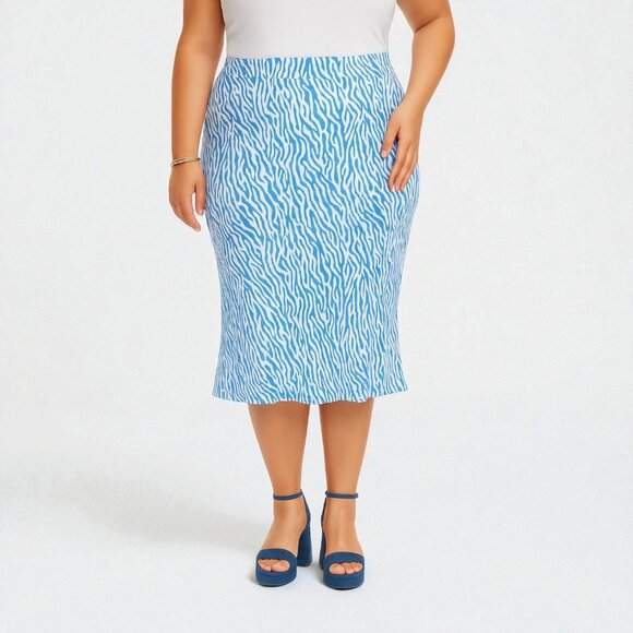 DVF Diane Von Furstenberg X Target A-Line Sea Twig Blue Skirt Plus Size 3X - Picture 1 of 10